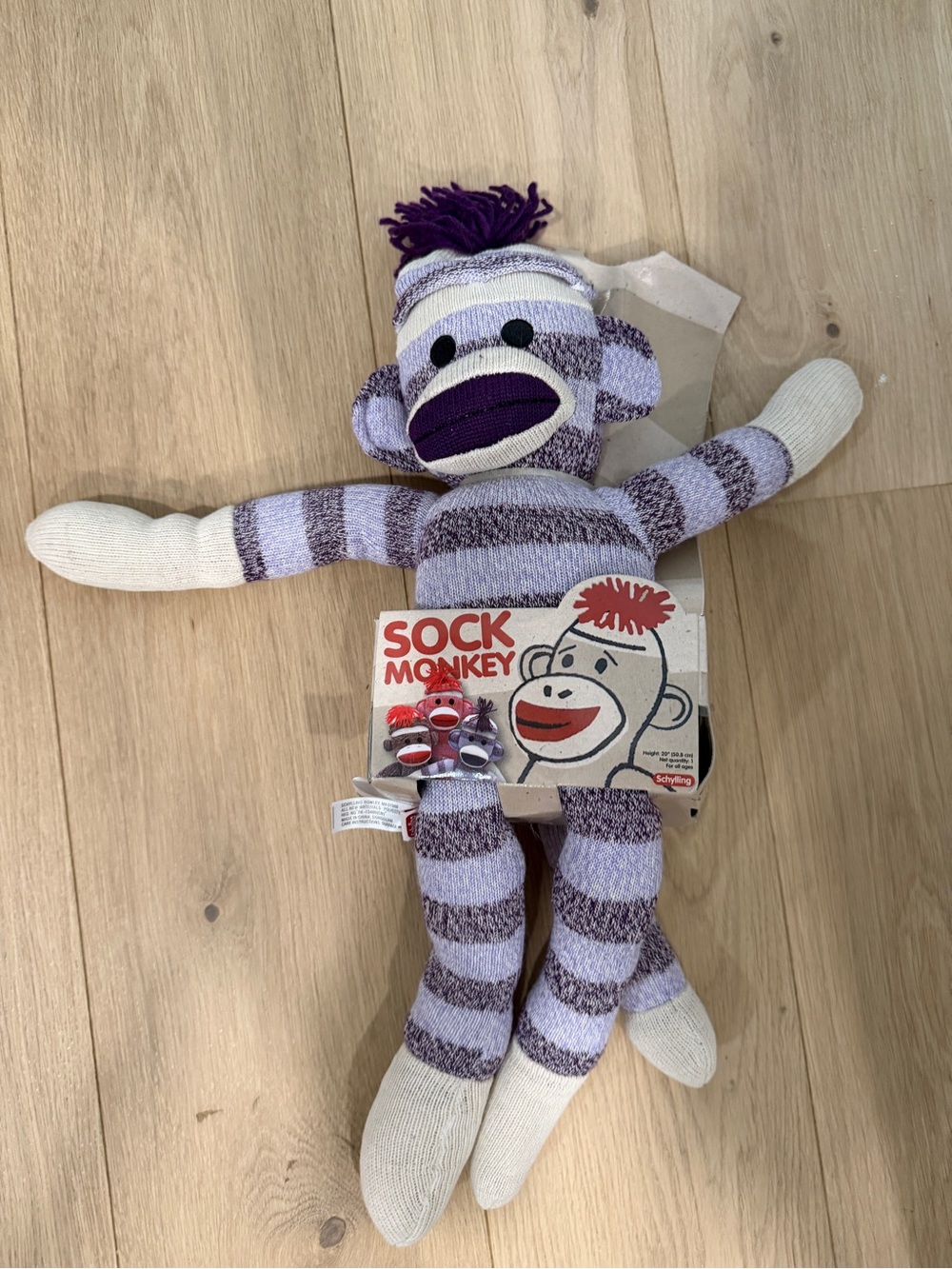 Schylling Purple Soft Sock Monkey NWT